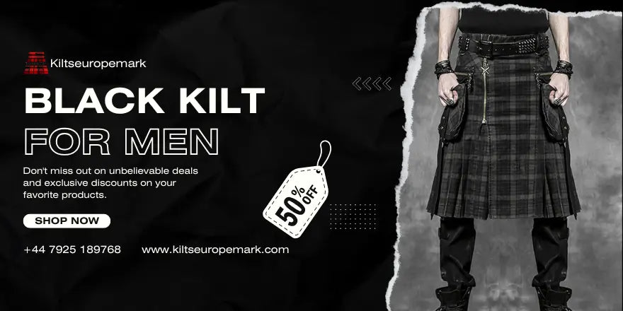 Blck kilt for men 