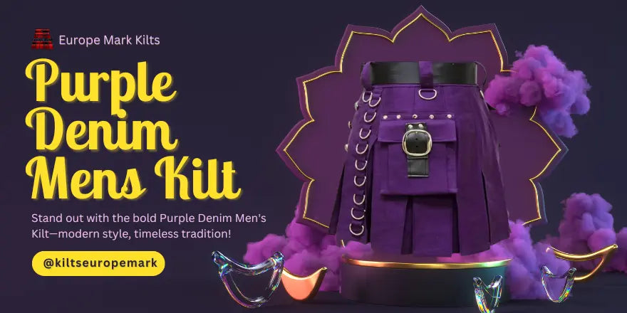 Purple Denim Men's Kilts