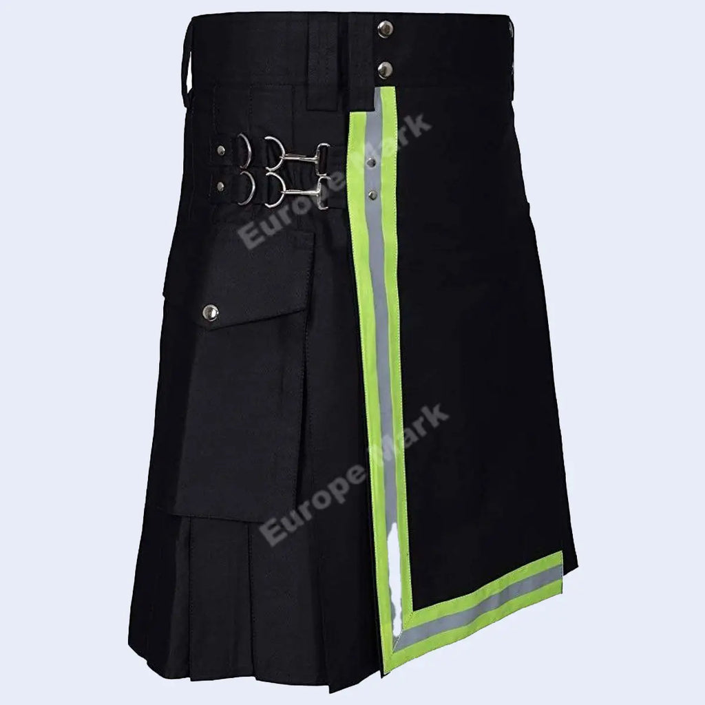 Black denim kilt 