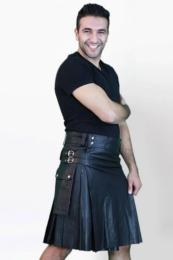 Leather Gladiator kilt bluf