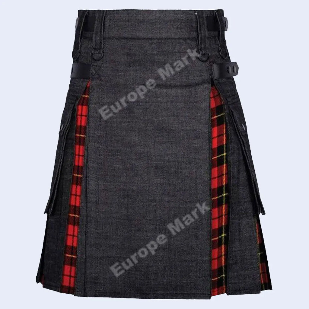 Denim tartan kilt 1