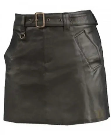 Ebony Edge Leather Skirt with Belt