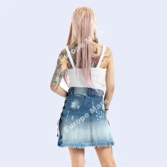 Mini blue denim kilt 