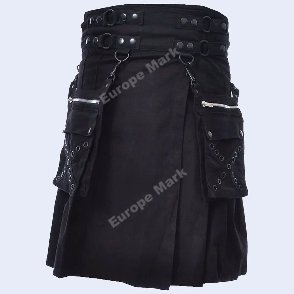 Poizen black utility kilt 